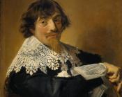 弗朗斯哈尔斯 - Portrait of a man possibly Nicolaes Hasselaer